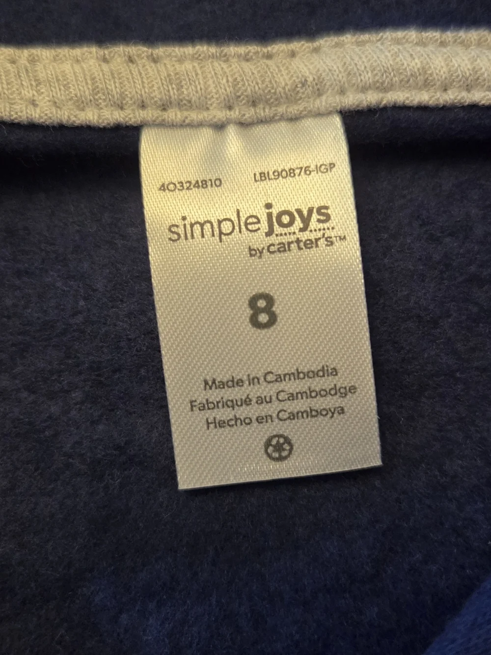 Simple Joys by Carter’s Kids Navy Zip Hoodie Size 8